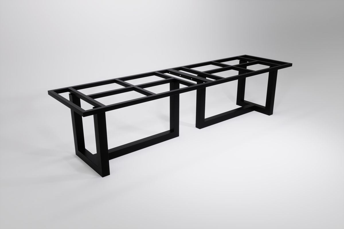 Extra wide, extra long heavy duty table base designed to support heavy stone, granite, quartz or wooden top.